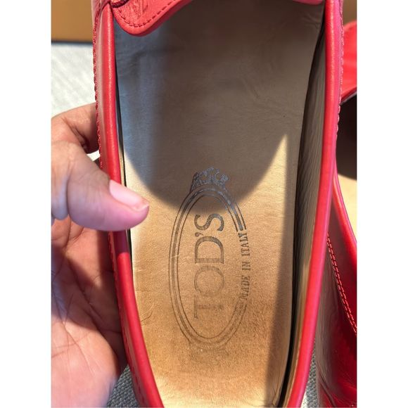 Tod's Red Leather Loafers - Picture 6 of 10